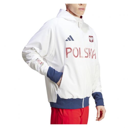 Bluza męska adidas NOC Poland Z.N.E. Podium Full-Zip biała JF6676