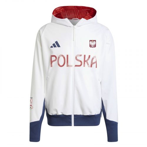 Bluza męska adidas NOC Poland Z.N.E. Podium Full-Zip biała JF6676